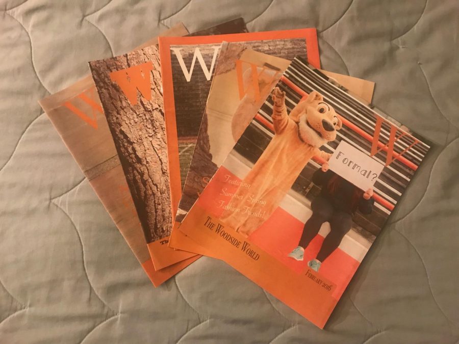 Copies of printed editions of the Woodside World