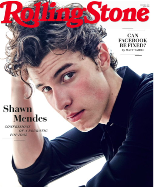 Shawn Mendes's cover on Rolling Stone
