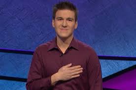 Jeopardy! champion James Holzhauer poses after breaking the single-game earnings record for the first time on a show which first aired on April 9, 2019