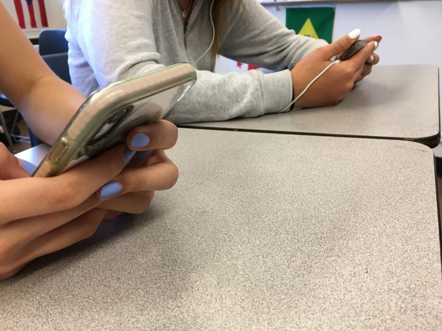 Students scroll on Instagram, a popular app among most Woodside students.