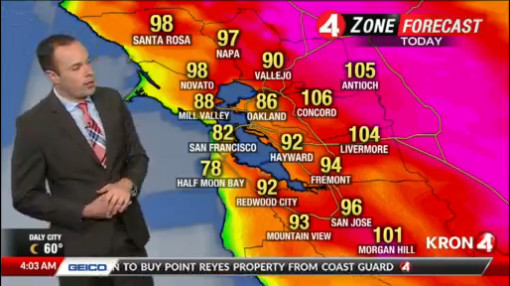 A KRON 4 news weather report on August 14th 2019 shows just how hot it was across the bay during the heat spell that rocked the first day of school