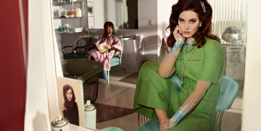 Lana Del Rey posing for a Gucci ad.