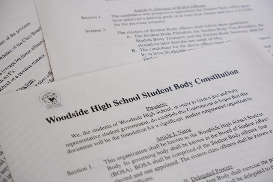 Similar to the United States Constitution, Woodside's Student Body Constitution begins with a preamble and is divided into articles.