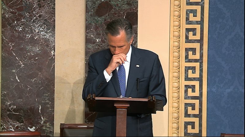 Sen. Mitt Romney, R-Utah, explained his decision on the Senate floor.