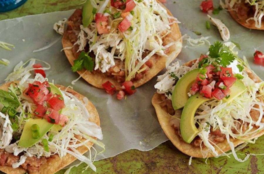 Image of Chicken Tostadas, from the Food Network. 