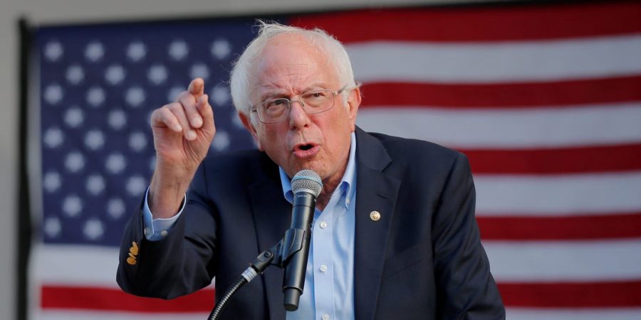 Bernie Sanders gives a speech in New Hampshire.