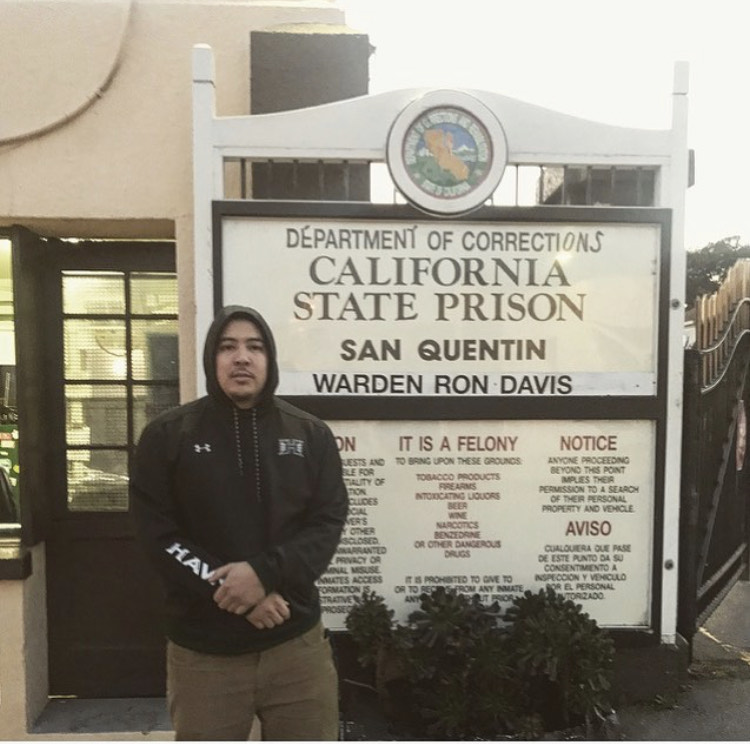 Andrew Ho pictured at the San Quentin State prison where he volunteered as a tutor in 2017.