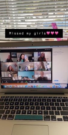 A group of seniors converse via Zoom meeting weeks into the pandemic to make up for lost time at school.