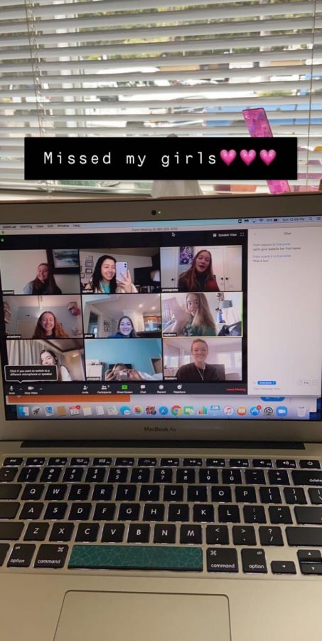 A group of seniors converse via Zoom meeting weeks into the pandemic to make up for lost time at school. 