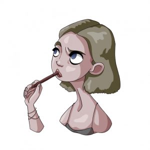 A self portrait Wall created using a digital art platform to use for her art account profile photo