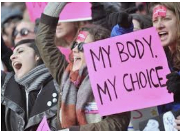 "My Body My Choice" sign from a rally, fighting for right to a choice.