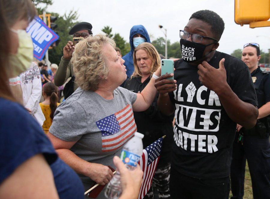 Black Live Matter supporters and Trump supporters face off in Kenosha, Wisconsin.