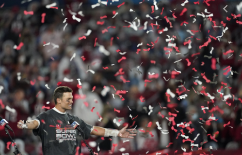 Buccaneers quarterback Tom Brady celebrates his seventh Super Bowl win.