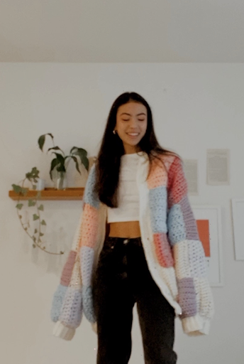 Harry Styles crochet cardigan inspired Elise Hadidis ambitious first project. 