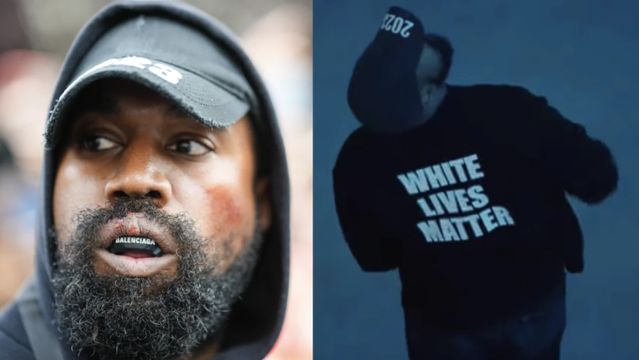 Kanye West Ye wearing a white lives matter shirt