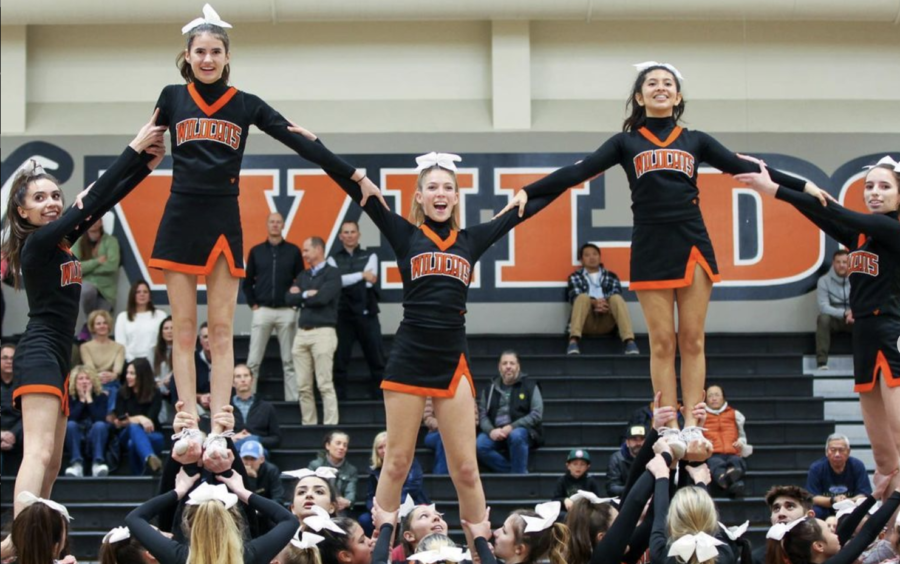 Cheer athletes perform routines at pep rallies as well as competitions.