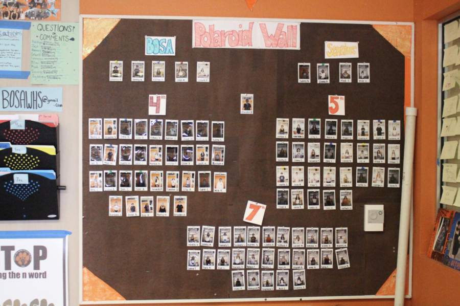 All three of the leadership classes have personal polaroid photos of themselves on the class polaroid wall.