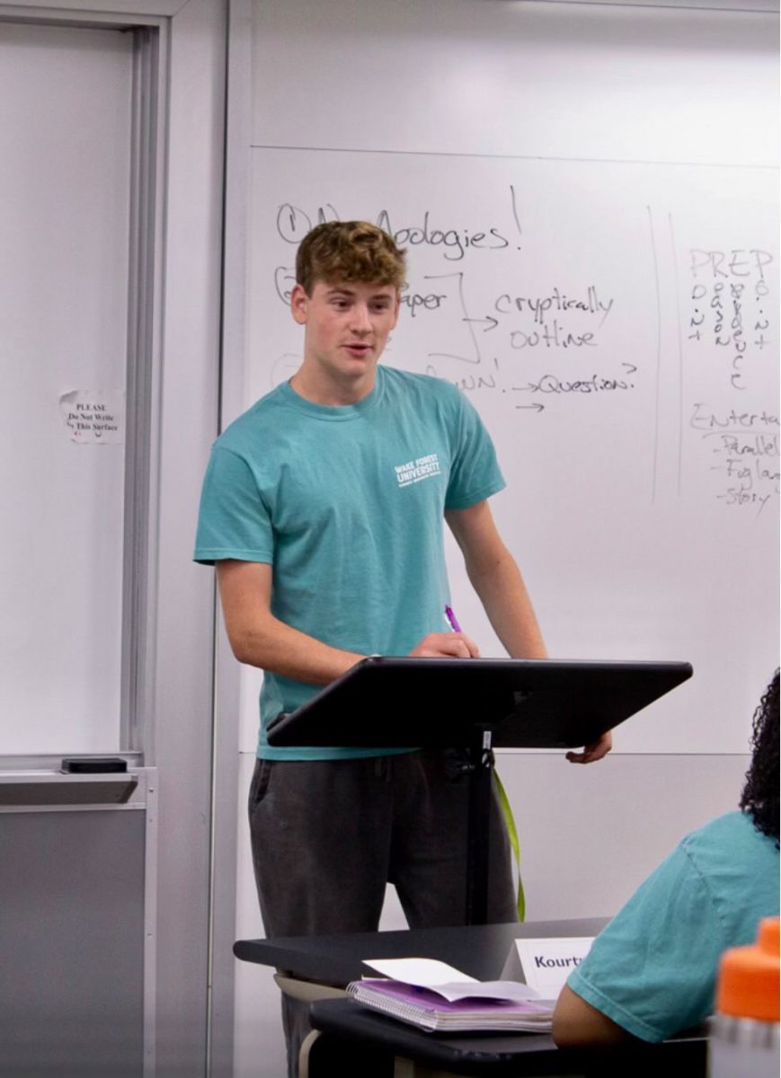 Quinn Watrous gave a debate presentation this past summer at Wake Forest’s summer program.
