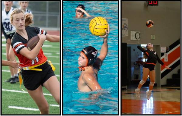 Athletes compete in different sports including water polo, flag football, and volleyball.
