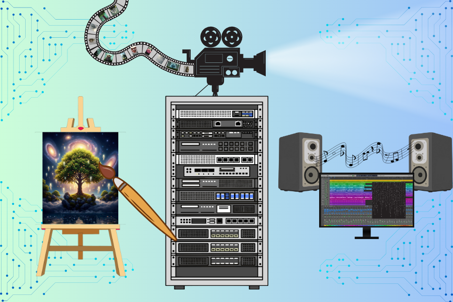 AI makes its way into creative industries, such as visual arts, film and music production.