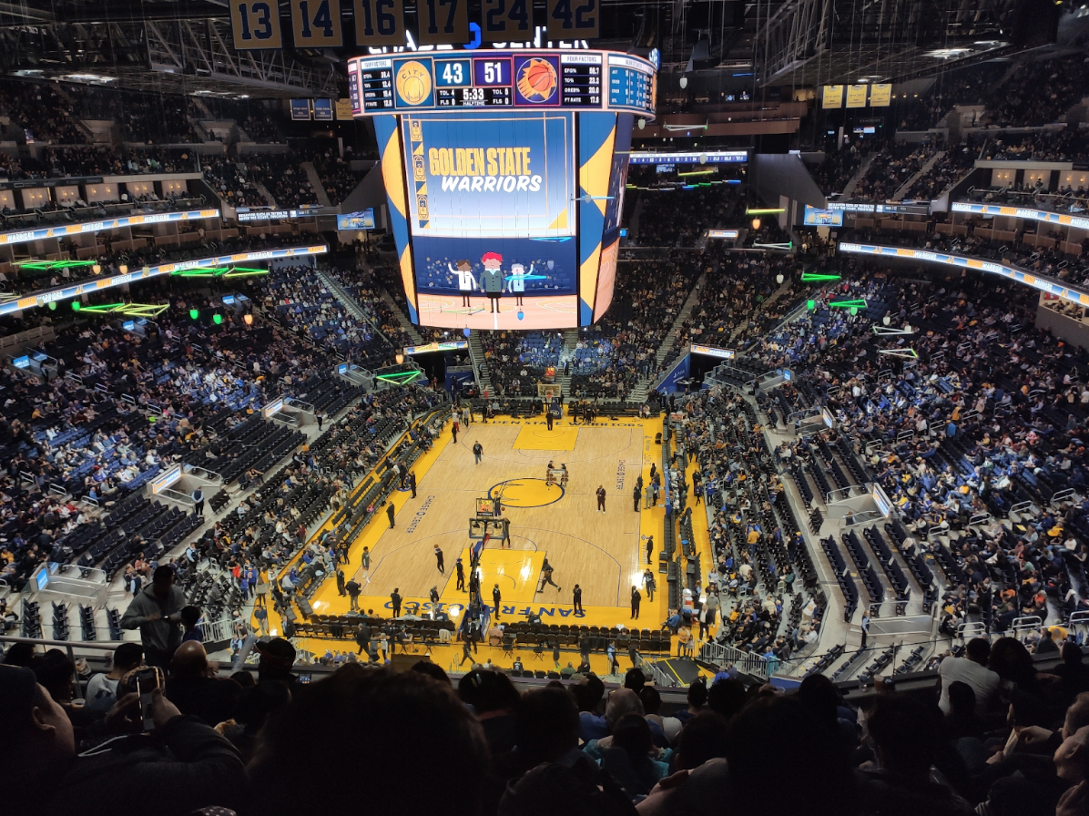 The Golden State Warriors playing the Phoenix Suns in the Chase Center