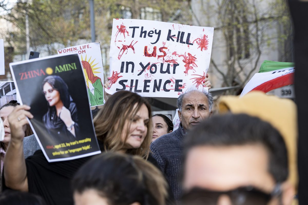 Protests in solidarity with iran, showing how silence will not lead to change.