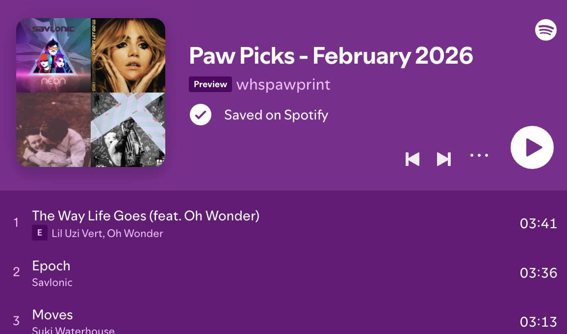 Screenshot of February playlist